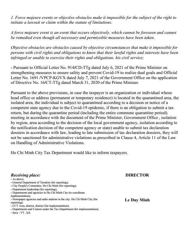 [ English ] HCM Tax Department: No administrative penalties for various ...